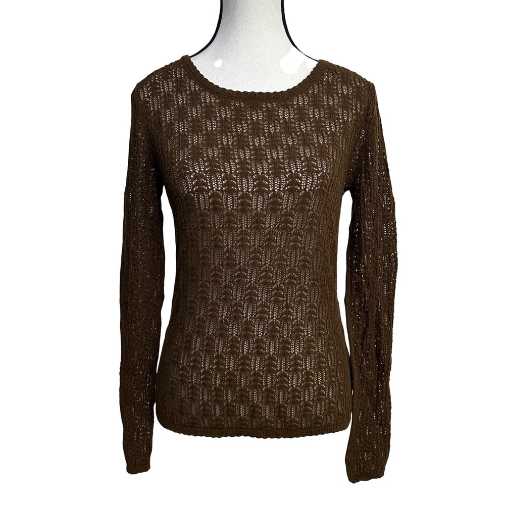 Peruvian Connection Bonita Lace Top Pima Cotton Pointelle Knit Small Boho Whimsy